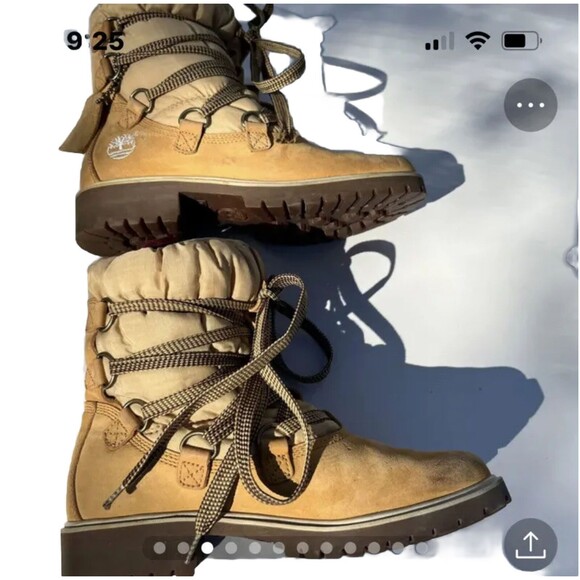 timberland nubuck Nylon sherpa lined Lace Up boots Tan Size 6 - Picture 12 of 12